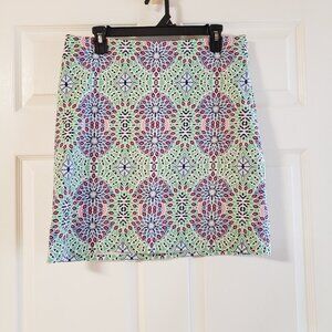 Talbots‎ Pencil Skirt Fully Lined Side Zip Geometric Pastel Multicolor Size 10